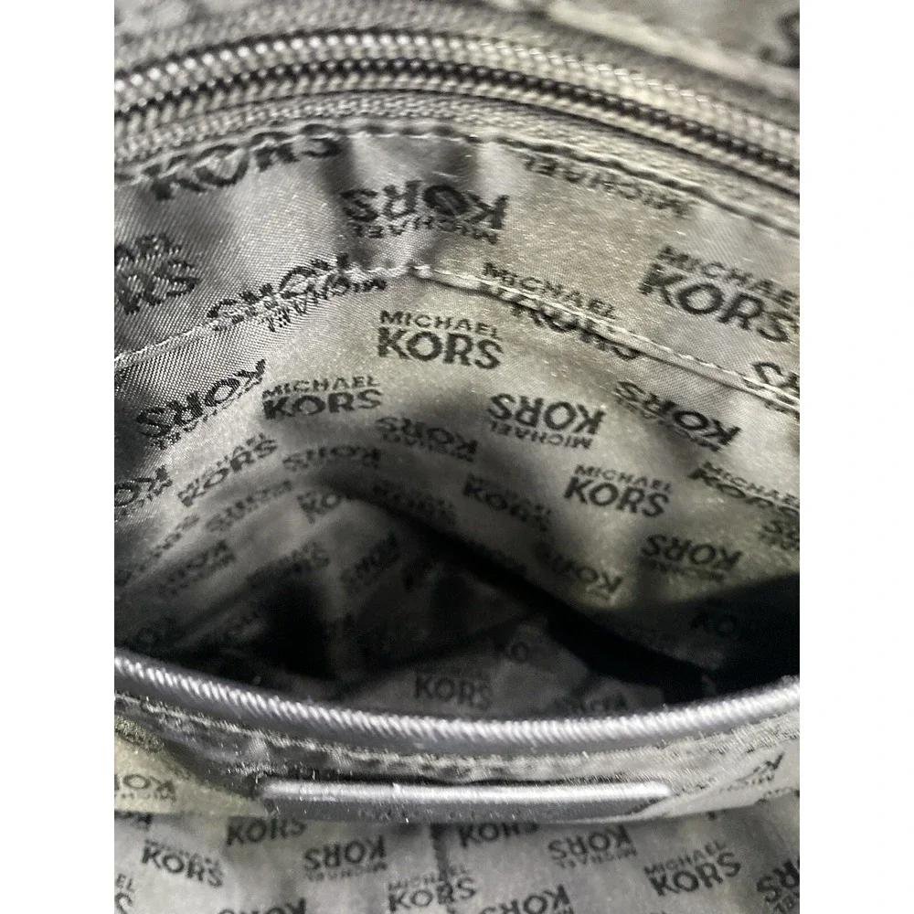 Michael Kors Kempton Medium Pocket Tote‎ Bag black leather nylon zip gold